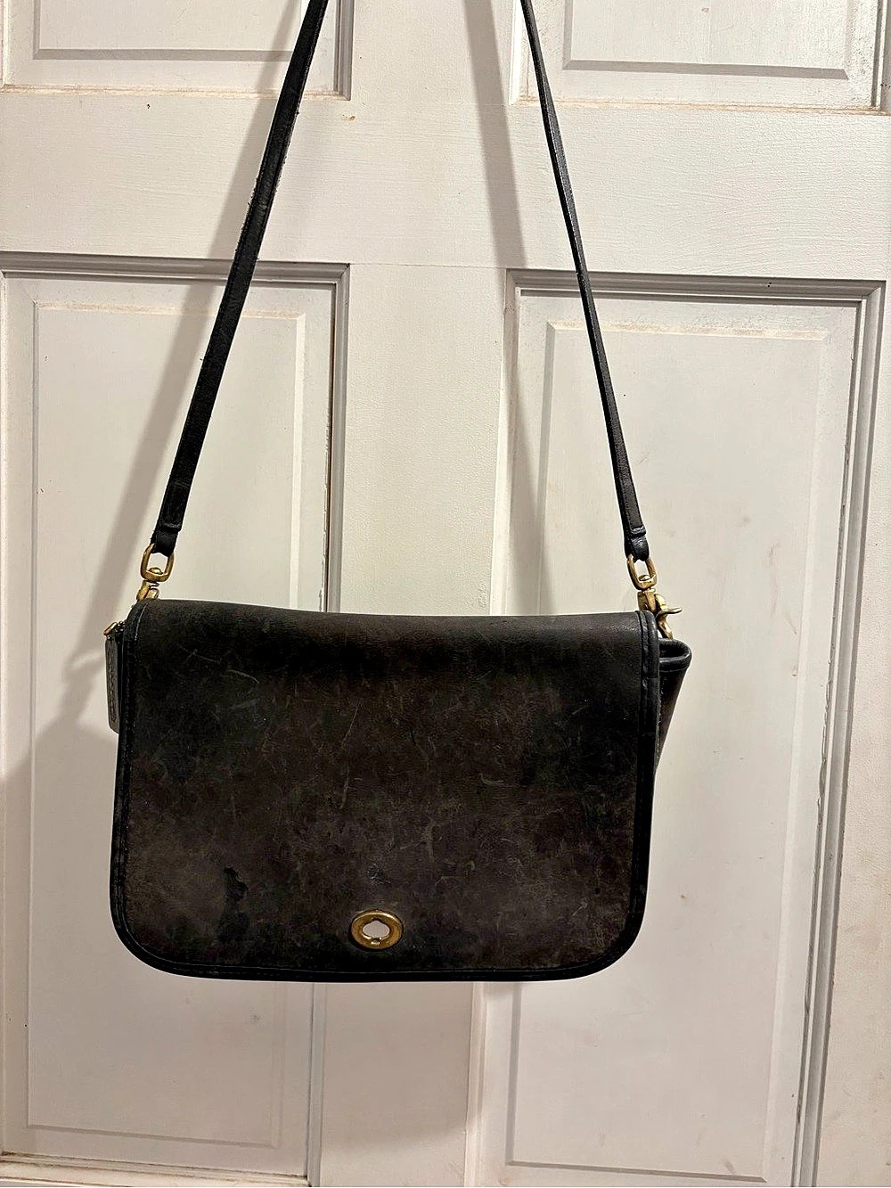 Vintage Coach Willis Bag Black Leather Crossbody Bag